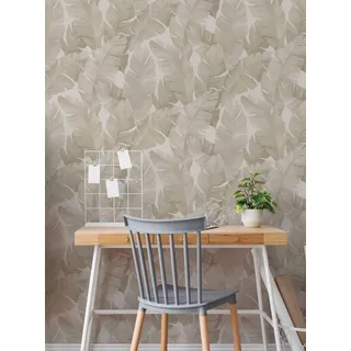 Marburg Tapete Beige Floral Dschungel Pflanzenmotiv für Schlafzimmer Wohnzimmer oder Küche Made in Germany 10,05 X 0,53m