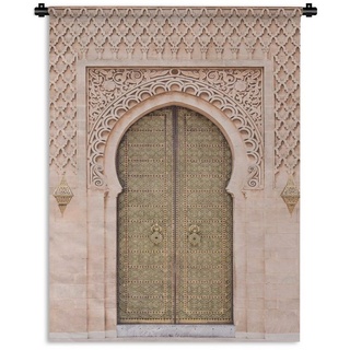 MuchoWow Wanddekoobjekt Marokkanische Tür - Rosa - Kunst - Tor, Deko für an der Wand, Wohnzimmer, Tapisserie, Schlafzimmer bunt 60 cm x 80 cm