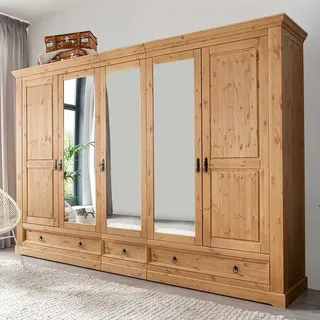 Kiefer Schlafzimmerschrank in Eichefarben gebeizt und geölt 310 cm breit