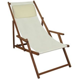 Erst-Holz Deckchair weiß Liegestuhl klappbare Sonnenliege Gartenliege Holz Strandstuhl Gartenmöbel 10-303KH
