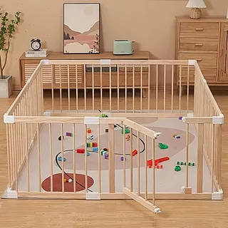 Laufgitter Baby Modular – Baby Gitter Laufstall Holz mit Tür – Klicksystem – Aufbau 10 Min – 160x180/170x170cm