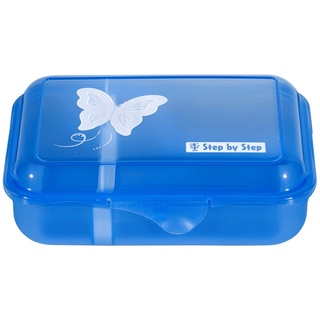 Step by Step Lunchbox „Butterfly Maja“, mit Trennwand und Klickverschluss, spülmaschinenfest, BPA-frei, für Schule und Kindergarten, 0,9L, blau