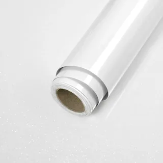 ReeyderArt Weiß Glänzende, wasserdichte Glitzer Klebefolie Selbstklebende Tapete für Arbeitsplatten, Schränke, Regale, Tische, Kleiderschränke und Wände 40 x 200 cm