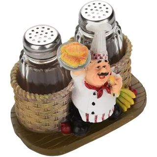 Salzstreuer, lustiges Salz- und Pfefferstreuer-Set mit Kochfigurenhalter, Kunstharz, Kochschmuck, Gewürzglashalter, Gewürzorganisator, Salz- und Pfefferflaschenhalter, Restaurant-Küchendekoration