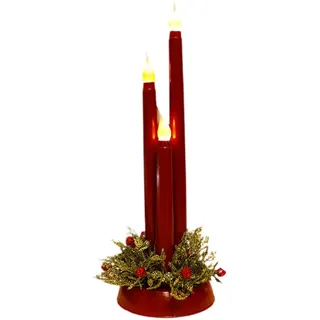 Sharplace Flammenlose Weihnachtskerzen LED-Kerzen für Weihnachtsdekorationen Partyzubehör 12 Zoll hohe Ornament-Flammenlose Stabkerze, Rot