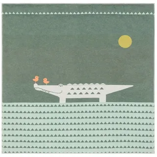 David Fussenegger Krabbeldecke gefüttert Juwel 'Krokodil' 120 x 120 cm Tannengrün