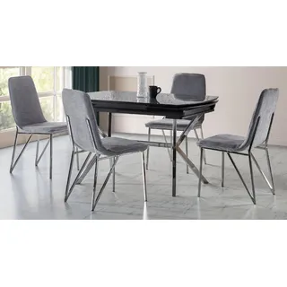 JVmoebel Esszimmer Set Grau Garnitur Tisch 4x Stühle), Design Modern Möbel Luxus Esstisch