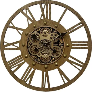 Wanduhr Mit Zahnrad Aus Metall Und Holz – Vintage-stil