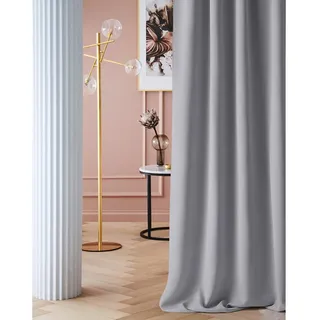 room99 Vorhang mit Kräuselband Laurel 140 x 260 cm Breite x Höhe Verdunkelung Blickdicht Schiebegardinen Curtain Wohnzimmer Schlafzimmer für Schienensystem Hellgrau, 1 Stück