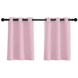 Jibenhome Scheibengardine Bistrogardine Kurzgardinen mit Ösen Vorhang Blickdicht, Küche Fenster (2 St), Scheibengardinen Ösenvorhang Modern Gardinen Kurzstore für Wohnzimmer rosa 85 cm x 61 cm