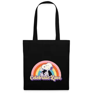 Spreadshirt Henkeltasche Peanuts Celebrate Love Design Mit Snoopy Stoffbeutel (1-tlg) schwarz