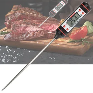Digitales Fleischthermometer - Präzise -50 bis +300°C Messung in 3-5 Sek. für saftiges Fleisch - 24cm - Inkl. LR44 Batterie