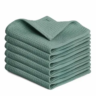 Blumtal Blumtal® Geschirrtücher 30x30 cm im 6er Set - 100% Baumwolle, Küchentücher waschbar bis 60 °C - Grüne Geschirrtücher/Spültücher
