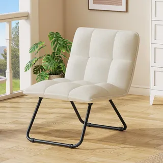 YITAHOME Klappstuhl Sessel Wohnzlmmer, Loungesessel, Ohrensessel, Lesesessel mit Aufbewahrungstasche, Einzelsofa fur Schlafzimmer Arbeitszimmer, Klappbar, mit Griff&Metalrahmen, Bis 150 kg, Beige