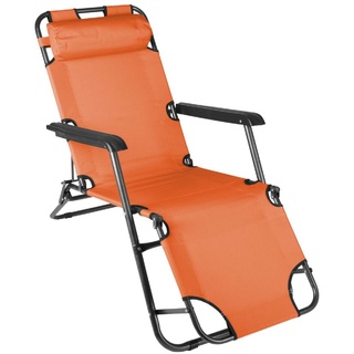 VCM klappbare Sonnenliege Relaxliege Liegestuhl Orange Klappliege Stahl