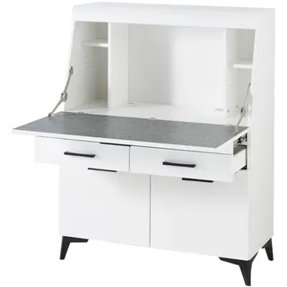 moebel-dich-auf Sekretär SANTORIN (Schreibsekretär Klappensekretär Schreibtisch Kommode, 1 St., 1 Klappe, 2 Schubkästen, 2 Türen), mit Soft-Close-Funktion weiß