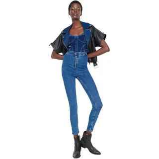 TRENDYOL Damen Trendyol Men's High Waisted Skinny Jeans, Blau, 36 EU - 36