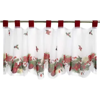 Tischdeckenshop24 Scheibengardine Weihnachtszeit für Küche und Wohnzimmer, 45x120 cm, Winter Gardine mit dekorativen Motiv zu Weihnachten, Moderne transparente Bistrogardine für die Küche