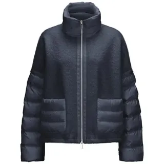 Milestone Wolljacke MSMomo Damen Jacke Wolle casual Zwei Wege RV Zwei-Wege-Reißverschluss, Tunnelzug blau 38