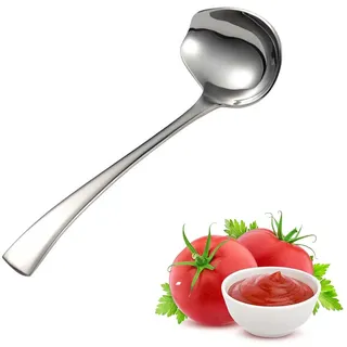 Edelstahl Saucenlöffel Saucenkelle mit Ausgießer Suppenlöffel Suppenkelle aus 304 Edelstahl,Spülmaschinengeeignet,Gießlöffel für Suppensoßen Bratensoßen Dressings Küche Kochwerkzeug-Silber