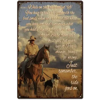 SUPERDANT Blechschild Mit Western Cowboy Blechschilder Motiv Cowboy Poesie Metallschild Western Retro Lustiges Metallschilder Für Bar Männerhöhle Club Wohnzimmer Schlafzimmer