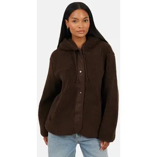 Brave Soul Cardigan Damen-Fleecejacke mit Kapuze und Knopfleiste braun S