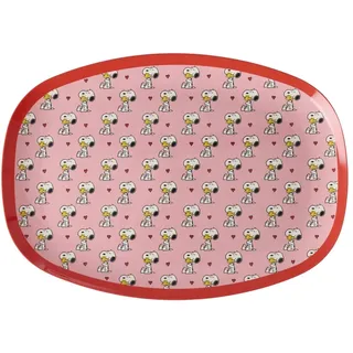 Rice Melamin Teller Servierplatte Snoopy pink - BPA-frei,Spülmaschinenfest | Plastikteller Frühstücksteller Kuchenteller Dessertteller Anrichteplatte Gebäckteller Camping Picknick Geschenkidee