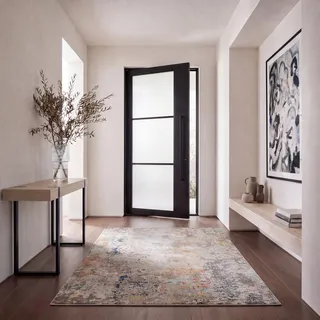 SAFAVIEH Modern Teppich für Wohnzimmer, Esszimmer, Schlafzimmer - Madison Collection, Kurzer Flor, Grau und Gold, 201 X 274 cm