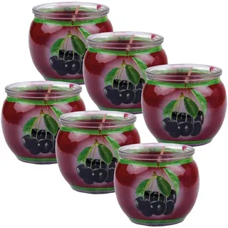 HS Candle Duftkerze im Glas (6-tlg), Black Cherry, Duftnote fruchtig, Ø7x6cm, bis zu 22h Brenndauer rot