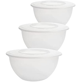 2friends Schüssel mit Deckel 5l, 3x Salatschüssel mit Deckel, Rührschüssel Set, Schüssel Set, Plastikschüssel BPA-frei, Transparent Schüsseln, Rührschüssel mit Deckel Model Tina, Made in EU