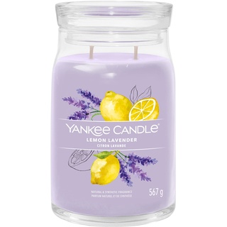 Yankee Candle Signature Duftkerze ; große Kerze mit langer Brenndauer „Lemon Lavender“ ; Soja-Wachs-Mix