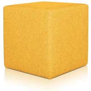 Deshome Pouf hocker Fußstütze 43x43x44 cm Wasserabweisender Stoff: Modernes Design Pouf für Sofa Wohnzimmer Schlafzimmer, Puff hocker, Pouffe Minerva Sonnige gelbe