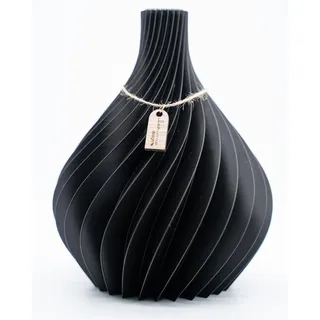 3D Druck Vase inkl. Glaseinsatz, Moderne minimalistische Vase. (schwarz, groß)