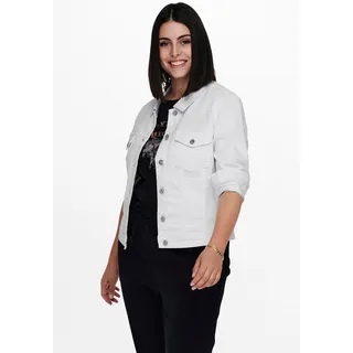 Jeansjacke ONLY CARMAKOMA "CARWESPA LS JACKET", Damen, Gr. 48, weiß, Denim/Jeans, Obermaterial: 79% Baumwolle, 20% Polyester, 1% Elasthan, used, figurbetont kurz, 1-Knopf-Manschette, Jacken Jeansjacke