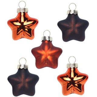 Inge Glas Magic Mini-Weihnachtskugeln Sterne 4cm 8 STK | Weihnachtsbaumanhänger Sterne aus Glas | in Karton-Box (Shiny Chestnut | orange braun)
