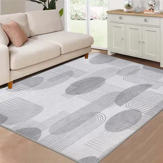 buyluhn Skandinavisch Quadratischer Kurzflor Teppich 250x250 cm – Waschbar & rutschfest, Vintage Pop Art Großer Teppiche für Wohnzimmer & Esszimmer QJ84