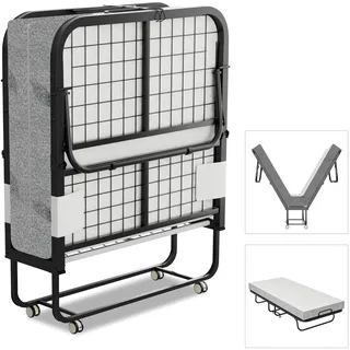 Randaco Klappbett 90x200 Cm Mit 13 Cm Matratze, Gästebett Bis 200 Kg, 4 Rollen Und Staubschutzhülle