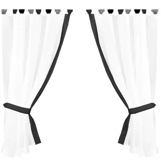 arsvita Gardinenset mit Schlaufen Skyline Landhausstil 140x120 cm - anthrazit