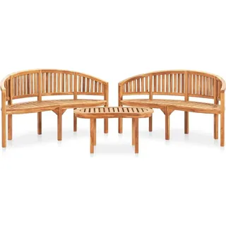 Ankonbej 3-tlg. Garten-Lounge-Set Massivholz Teak