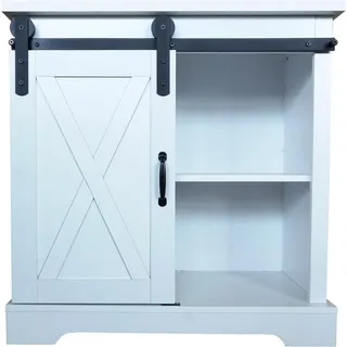 Hti-Living Kommode mit Schiebetür Thekla Landhaus Weiß Sideboard, Buffetschrank