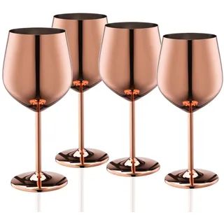 WOTOR Rosegold Weingläser 4er Set, 540ml Edelstahl Weingläser, Robust & Unzerbrechlich Kelche,Passend Für Outdoor, Camping, Pool, Reisen