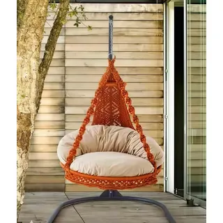 Xlmoebel Hängesessel Hängesessel aus Baumwolle in Beige für Garten und Terrasse (1-St., Veranda Schalensessel), Hergestellt in Europa orange