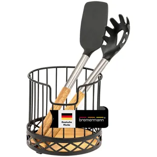 bremermann Küchenutensilienhalter Besteckbehälter Ø 15,5 x 15 cm schwarz Bambus