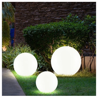 etc-shop LED Gartenleuchte, LED-Leuchtmittel fest verbaut, 3er Set LED Solar Leuchten Kugeln Außen Beleuchtungen Lampen Weiß weiß
