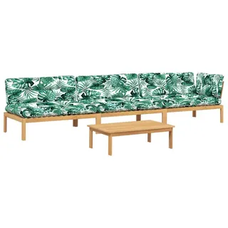 vidaXL Loungesofa 4-tlg. Garten-Sofagarnitur aus Paletten mit Kissen nholz, 1 Teile braun|grün