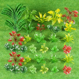 120 Stück gemischte Farben Modellpflanzen tropische Miniaturpflanzen Regenwald Diorama Supplies Mini Fake Baum Kunststoff Dschungel Bäume für Diorama Zug Garten Landschaft Eisenbahn Sand Architektur