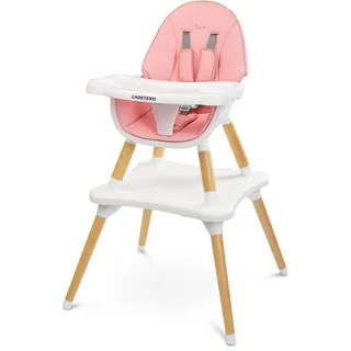 CARETERO Tuva Baby Hochstuhl - Skandinavisches Design - Baby Essstuhl von 6 Monaten bis 3 Jahre - Max. Belastung 15 kg - 2in1 Hochstuhl oder Stuhl + Tisch - Verstellbares Tablett - Rosa