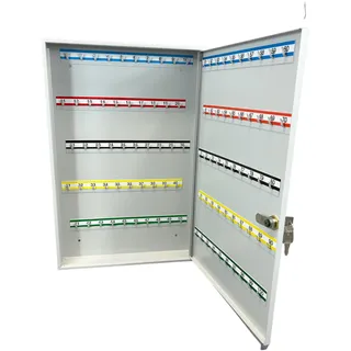LEOMAR Schlüsselschrank, Schlüsselkasten mit 100 Haken, Schlüsselbox aus Stahlblech, mit Festen Hakenleisten, Organizer zur Wandbefestigung, Abschließbar, mit Montagematerial, 6 x 35 x 52 cm