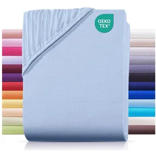 Carpe Sonno Spannbettlaken Jersey Spannbettlaken aus 100% Baumwolle, Jersey, Gummizug: rundum, (1 Stück), 100% Baumwolle Spannbettlaken 200x200 Spannbetttuch Hellblau blau 200 cm x 200 cm