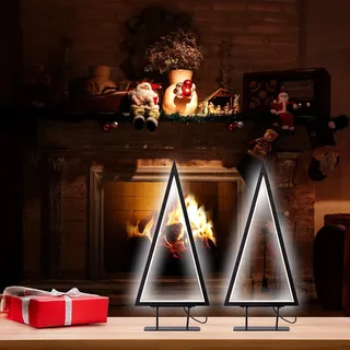 Carlo Milano Stimmungslicht: 2er-Set Design-Metall-Weihnachtsbaum, 96 LEDs, 46 cm Höhe (Weihnacht Baum mit LED, Weihnachtsbeleuchtung Tannenbaum, Streifen)